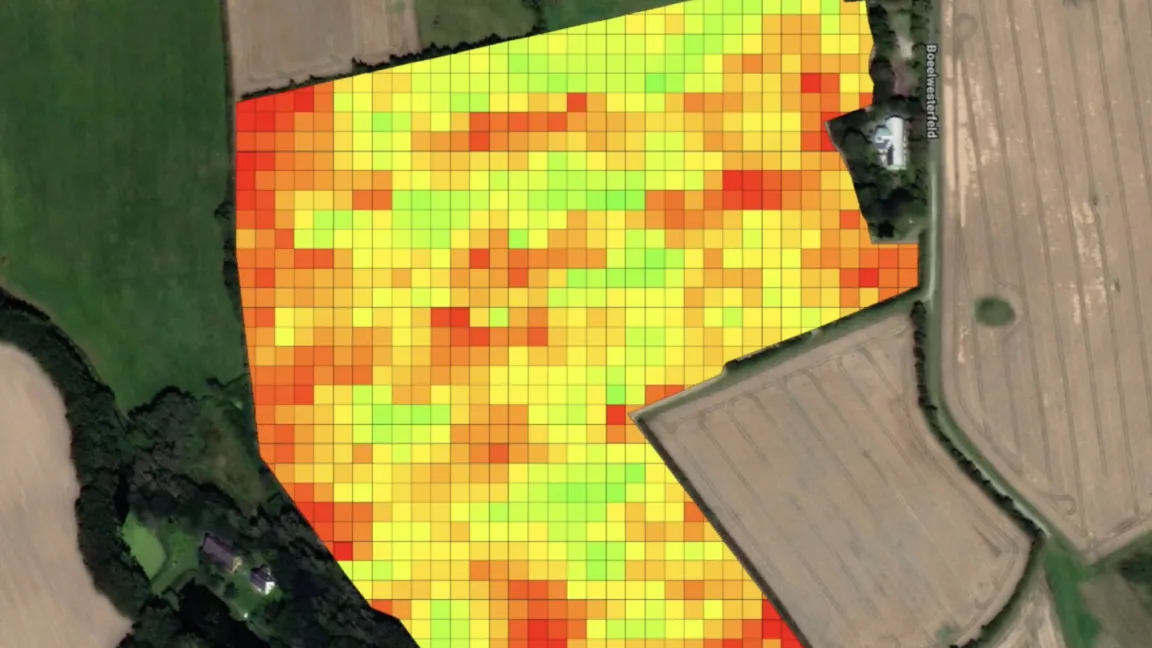 Aus den Daten von Sensoren sowie aus Drohnen- und Satellitenaufnahmen lassen sich Karten ableiten, die den teilflächenspezifischen Düngebedarf darstellen. Die Unterschiede sind häufig auf wechselnde Bodenverhältnisse zurückzuführen. Foto: exaTerre