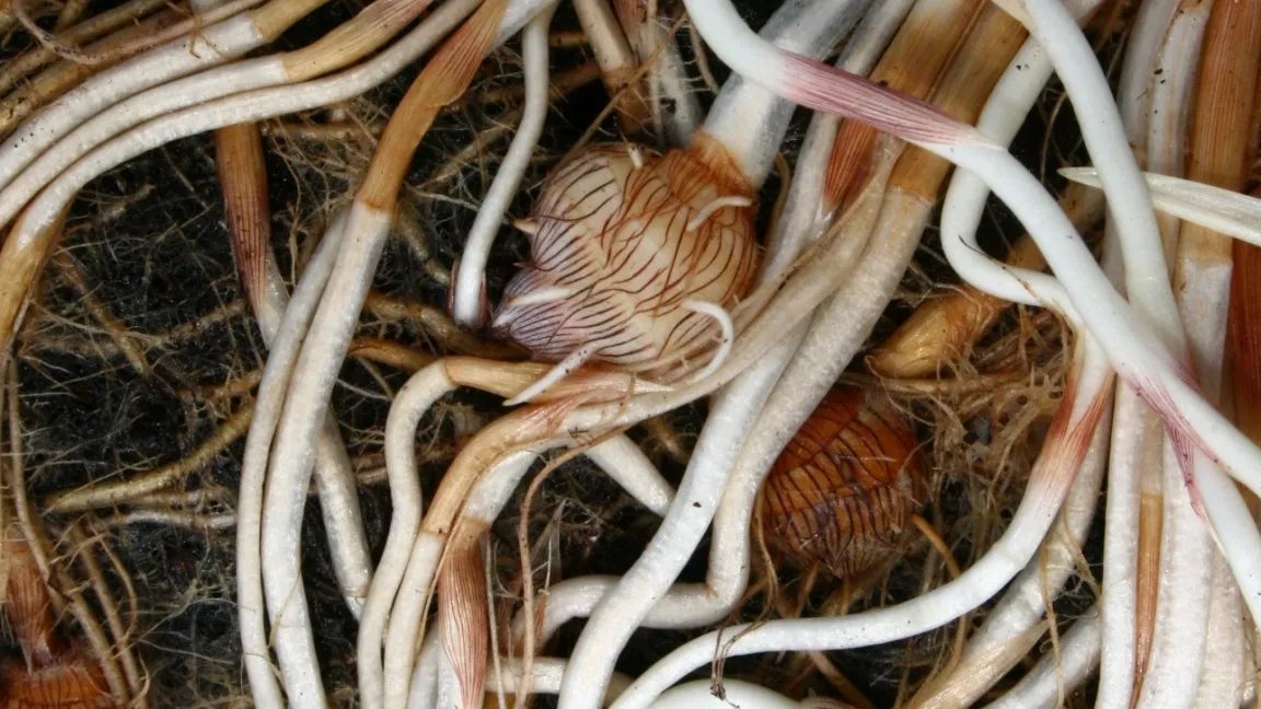 Die Knollen, mit denen das Erdmandelgras überwintert, sind zunächst weiß und später braun. Foto: Heinrich Beltz