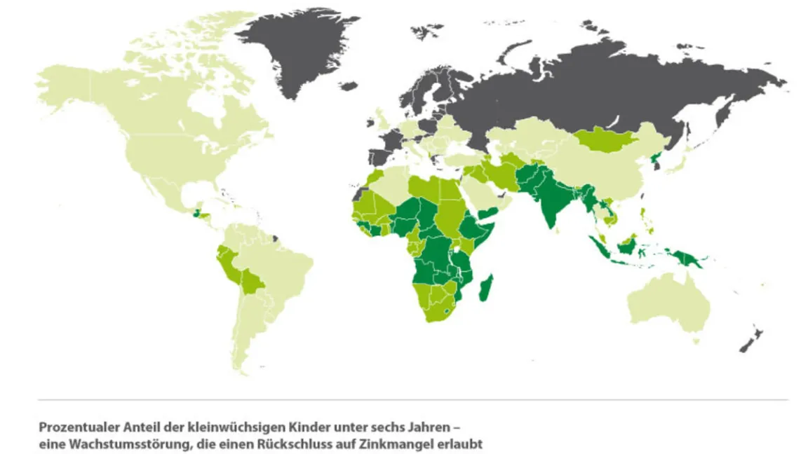 Zinkmangel ist Ursache für Wachstumsstörungen vor allem bei Kindern. Quelle: WHO