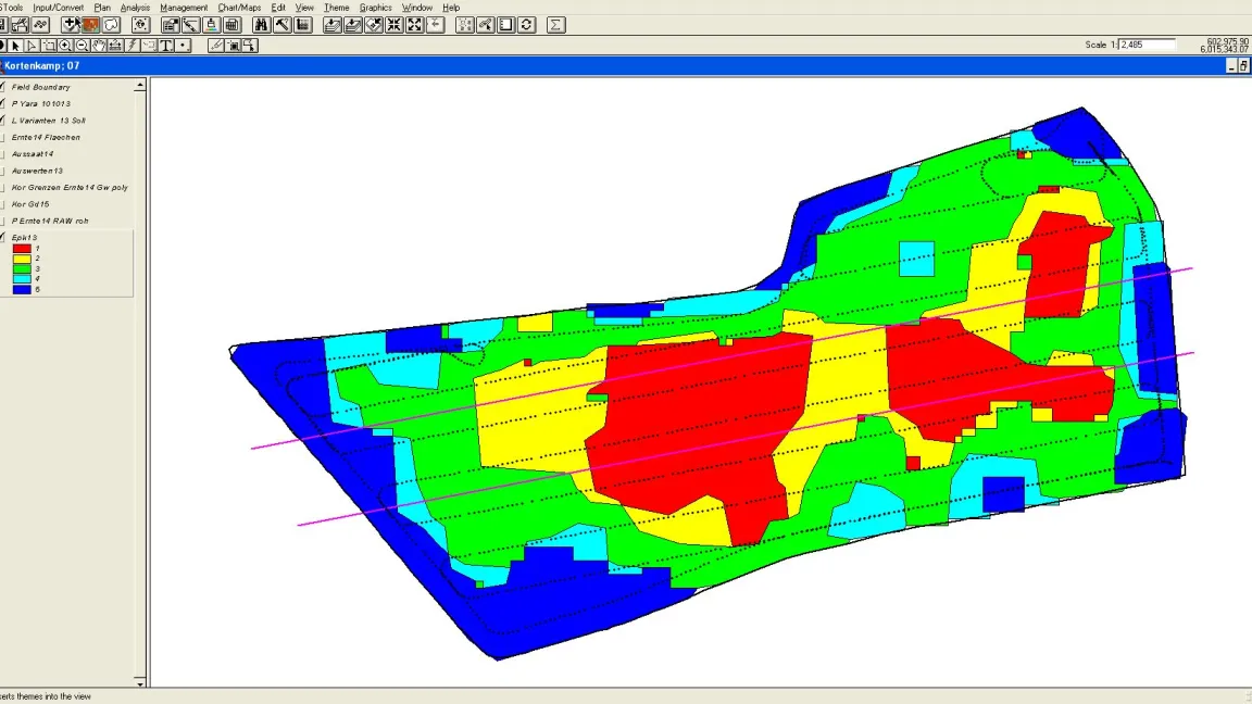 Die Ertragspotenzialkarte ist eine Grundlage für die teilflächenspezifische Stickstoffdüngung. Foto: Projektteam OFR