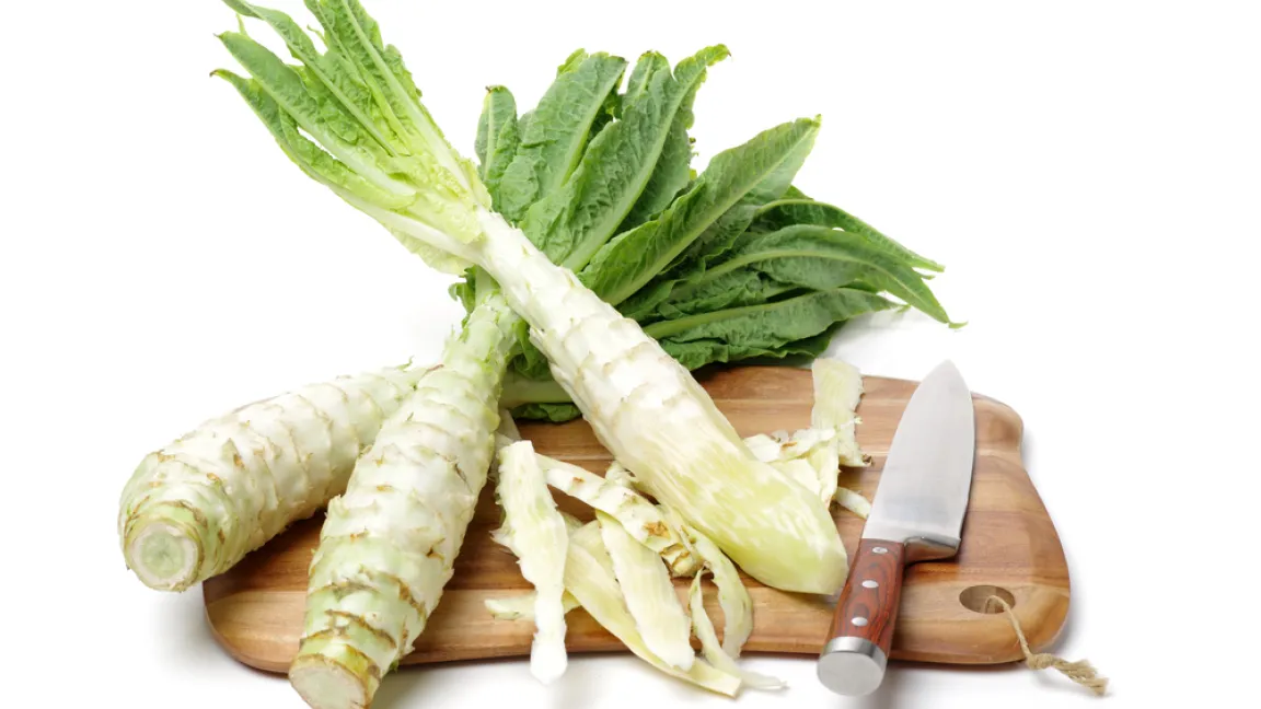 Spargelsalat kommt aus China und ist eine Varietät des Gartensalats. Foto: Shutterstock