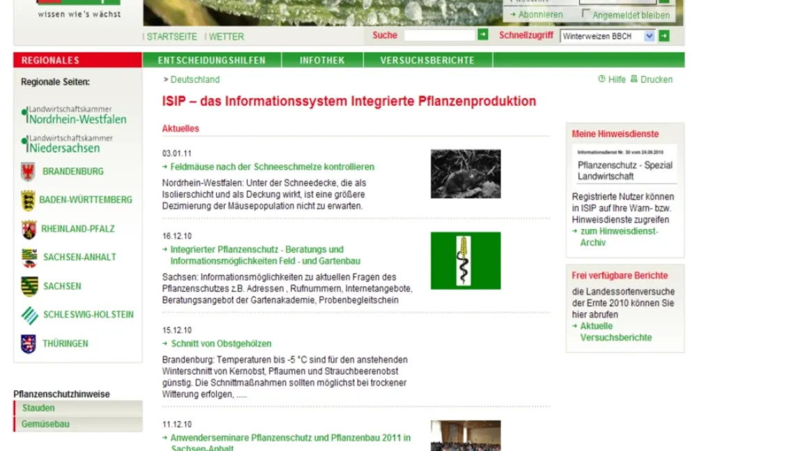 Internetportale, computergestützte Prognosesysteme und E-Mail-Newsletter sind wichtige Informationsquellen für Landwirte und Gärtner. Foto: ISIP