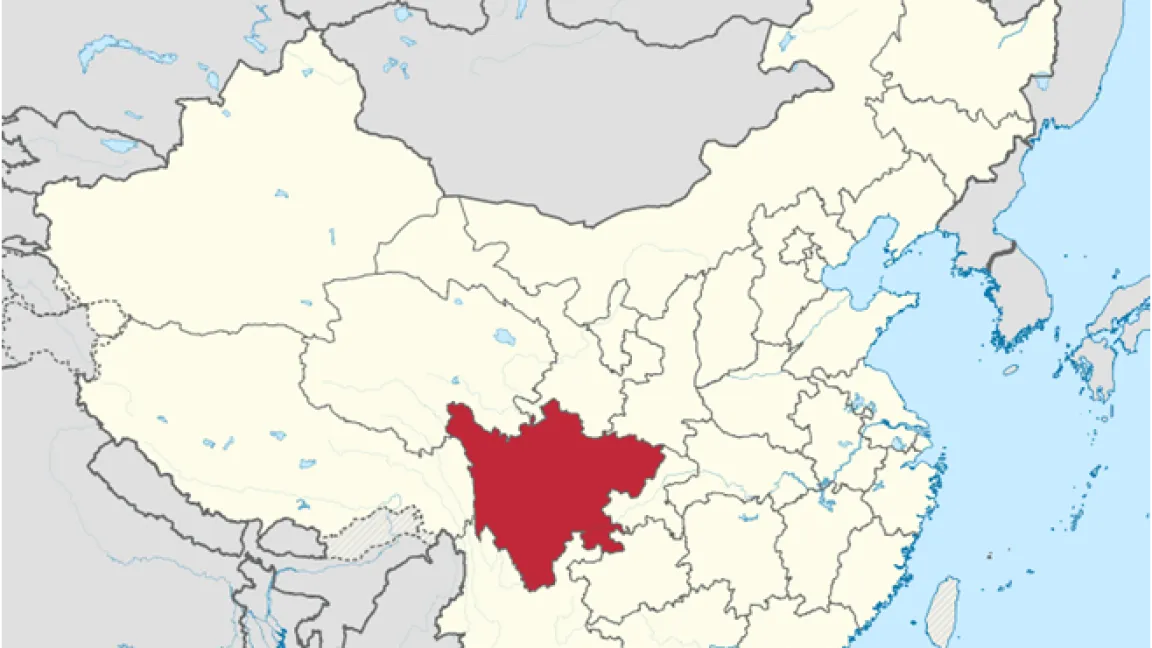 Die Provinz Sichuan im Südwesten von China.