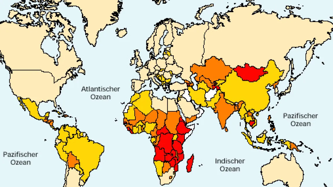 Unterernährte Bevölkerungen
Quelle: FAO 2003